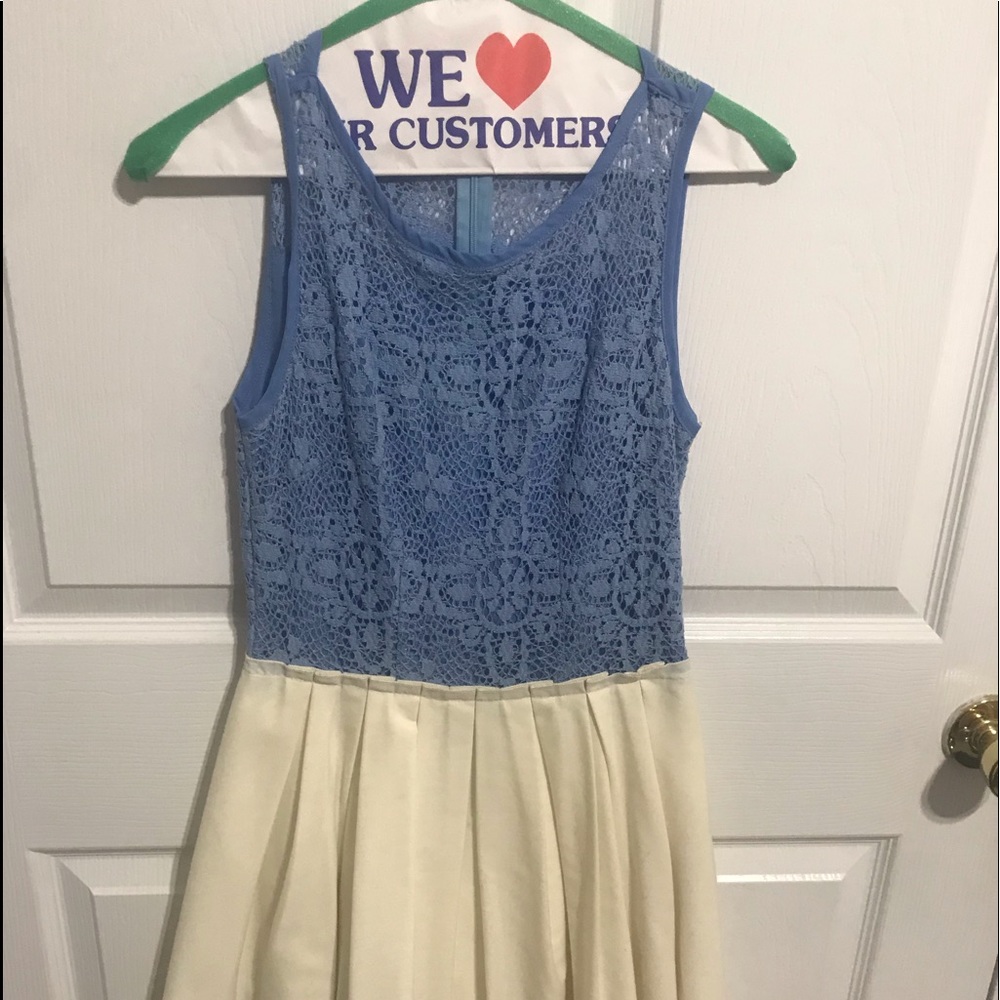 Blue and white dress